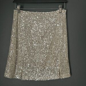 Elegant Sequin Skirt in Silver